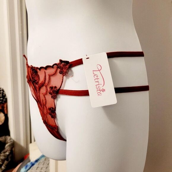2/$20 Brand new ruby red rose panties underwear T-backs - Picture 1 of 4